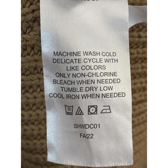 Quince 100% Organic Cotton Fisherman Crew Sweater Large Camel Minimalist Knit - Picture 6 of 10